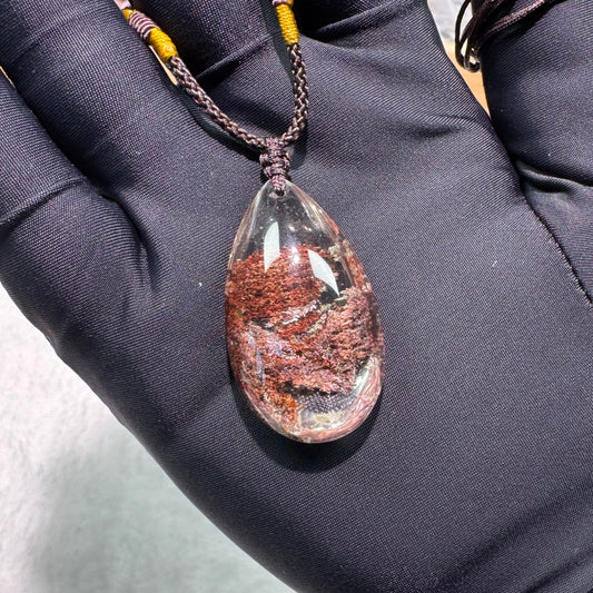 CRYSTAL NECKLACE-red phantom quartz/100% natural crystal