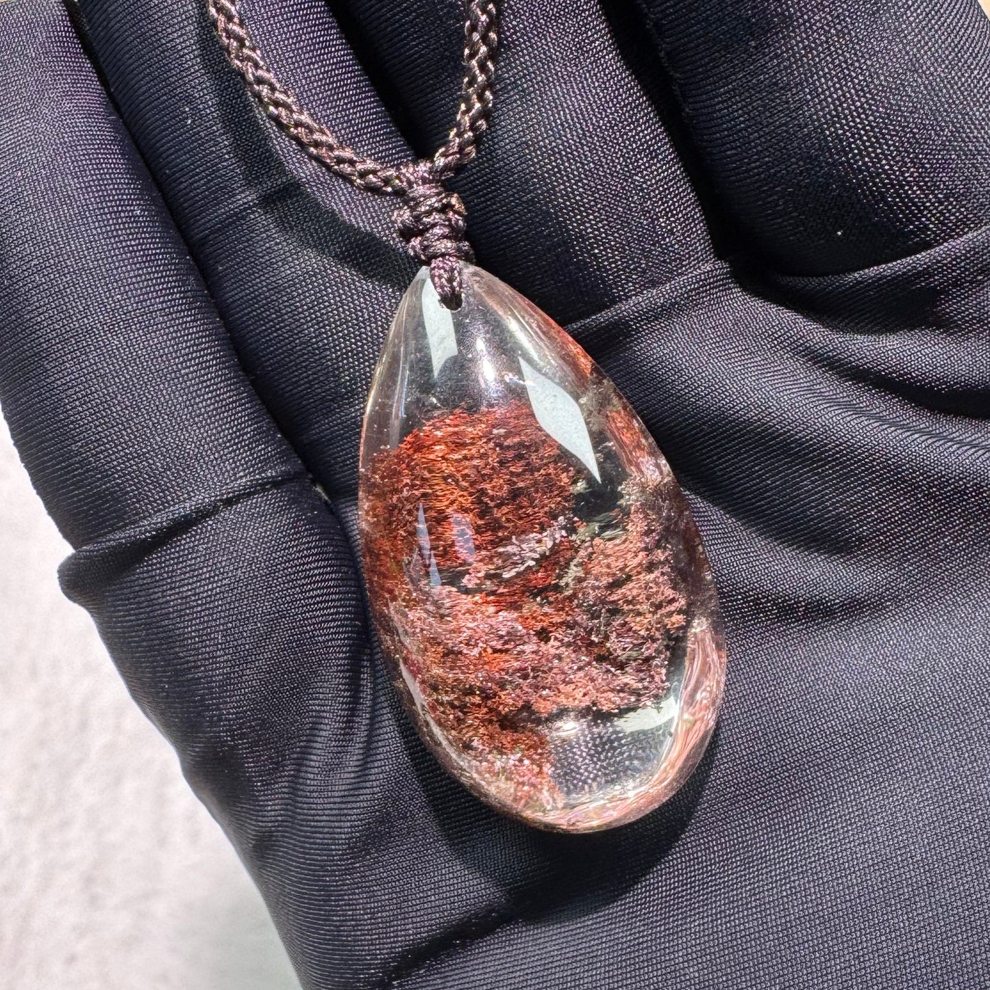 CRYSTAL NECKLACE-red phantom quartz/100% natural crystal