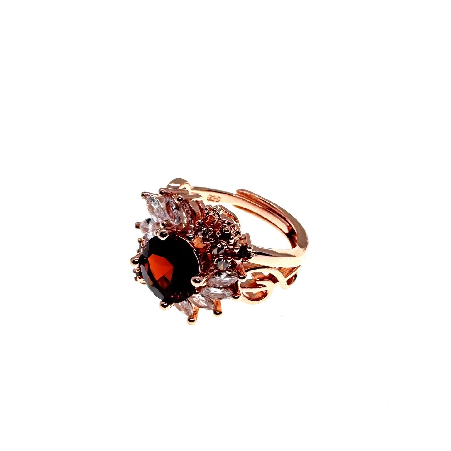 Royal Garnet Bloom Ring #005