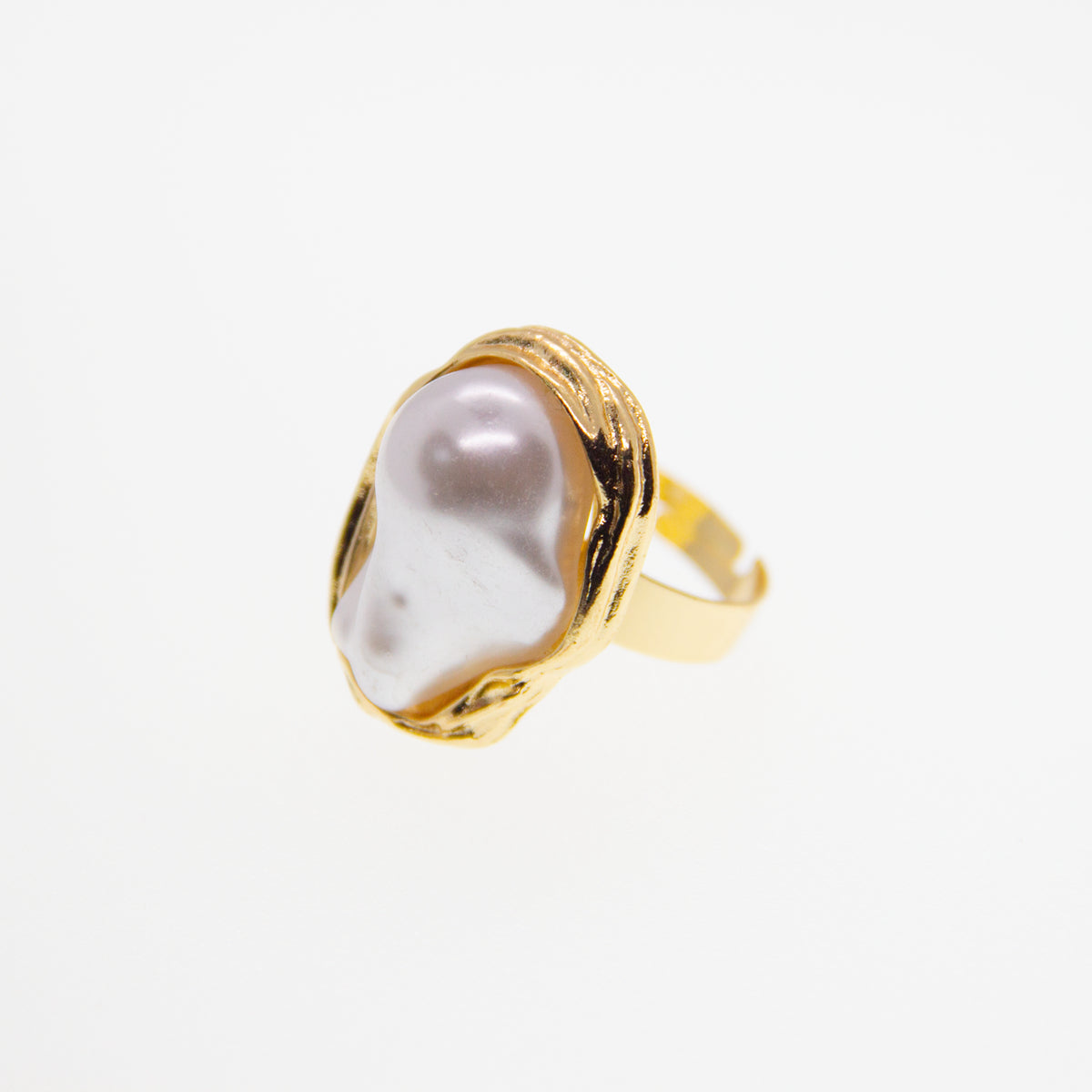 Golden Baroque Pearl Ring #009